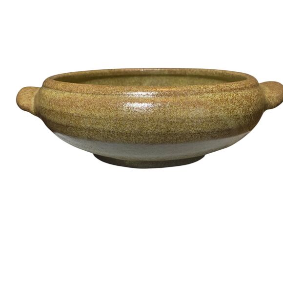 Handmade Studio Pottery Signed Shallow Bowl Earthy Tones Boho Neutral Style - Picture 2 of 9